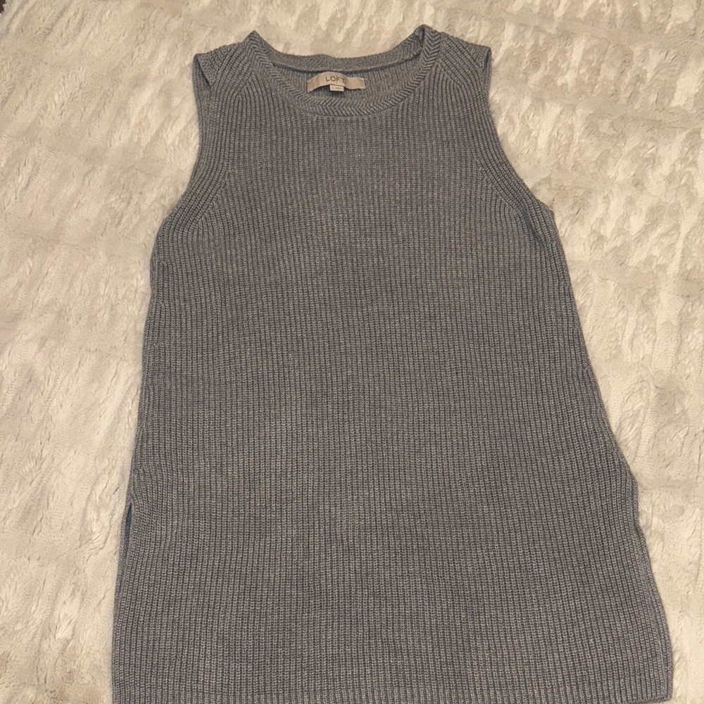 LOFT Charcoal Sleeveless Knit Top